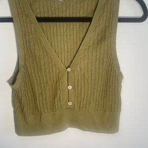 Free people Olive Ribbed Knit Crop Top